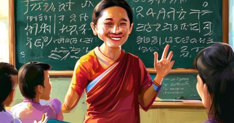 {"prompt":"A vibrant and inviting image depicting a friendly Thai person smiling while gesturing towards a chalkboard filled with Thai script. The setting should be a relaxed and colorful classroom or learning environment, with soft, natural lighting. There should also be a few Westerners with notebooks, looking attentively at the chalkboard. The image should evoke a sense of accessibility and ease in learning Thai.","originalPrompt":"A vibrant and inviting image depicting a friendly Thai person smiling while gesturing towards a chalkboard filled with Thai script. The setting should be a relaxed and colorful classroom or learning environment, with soft, natural lighting. There should also be a few Westerners with notebooks, looking attentively at the chalkboard. The image should evoke a sense of accessibility and ease in learning Thai.","width":1024,"height":1024,"seed":2346,"model":"sana","enhance":false,"nologo":false,"negative_prompt":"undefined","nofeed":false,"safe":false,"quality":"medium","image":[],"transparent":false,"has_nsfw_concept":false,"concept":[],"trackingData":{"actualModel":"sana","usage":{"completionImageTokens":1,"totalTokenCount":1}}}