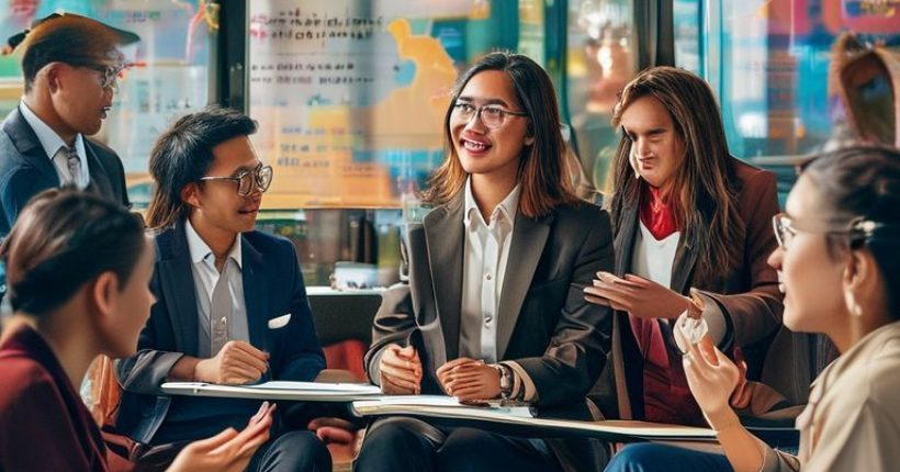 {"prompt":"A motivational and aspirational scene depicting a diverse group of Thai individuals confidently interacting in English in various settings - a business meeting, a tourist asking for directions, a student presenting a project. The background should be a blend of modern and traditional Thai elements, emphasizing globalization and cultural pride. The image should be brightly lit and convey a sense of opportunity and connection.","originalPrompt":"A motivational and aspirational scene depicting a diverse group of Thai individuals confidently interacting in English in various settings - a business meeting, a tourist asking for directions, a student presenting a project. The background should be a blend of modern and traditional Thai elements, emphasizing globalization and cultural pride. The image should be brightly lit and convey a sense of opportunity and connection.","width":1024,"height":1024,"seed":2533,"model":"sana","enhance":false,"nologo":false,"negative_prompt":"undefined","nofeed":false,"safe":false,"quality":"medium","image":[],"transparent":false,"has_nsfw_concept":false,"concept":[],"trackingData":{"actualModel":"sana","usage":{"completionImageTokens":1,"totalTokenCount":1}}}