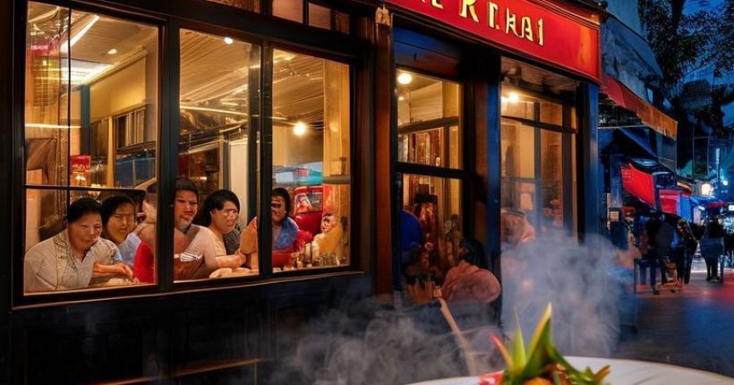 {"prompt":"A vibrant and inviting photograph of a Thai restaurant facade at night. The restaurant should have warm lighting, visible through large windows, illuminating happy patrons inside. The street outside is bustling with people. The sign above the door clearly indicates 'Thai Restaurant'. In the foreground, there's a close-up of a beautifully arranged Thai dish, with visible steam suggesting it's freshly prepared. The overall image should evoke a sense of deliciousness and authentic Thai culinary experience.","originalPrompt":"A vibrant and inviting photograph of a Thai restaurant facade at night. The restaurant should have warm lighting, visible through large windows, illuminating happy patrons inside. The street outside is bustling with people. The sign above the door clearly indicates 'Thai Restaurant'. In the foreground, there's a close-up of a beautifully arranged Thai dish, with visible steam suggesting it's freshly prepared. The overall image should evoke a sense of deliciousness and authentic Thai culinary experience.","width":1024,"height":1024,"seed":2564,"model":"sana","enhance":false,"nologo":false,"negative_prompt":"undefined","nofeed":false,"safe":false,"quality":"medium","image":[],"transparent":false,"has_nsfw_concept":false,"concept":[],"trackingData":{"actualModel":"sana","usage":{"completionImageTokens":1,"totalTokenCount":1}}}