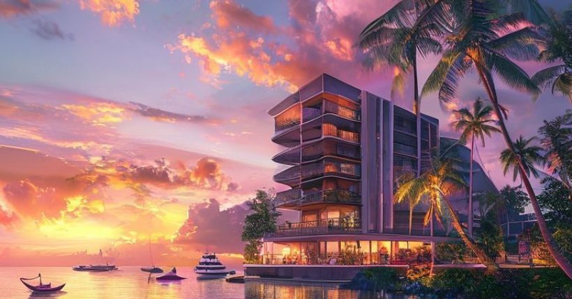 {"prompt":"A photorealistic image of a modern condominium building overlooking a beautiful Thai beach at sunset. The sky is a vibrant mix of orange, pink, and purple. Palm trees sway gently in the breeze. Small traditional Thai boats are visible in the distance. The overall feeling is one of luxury, tranquility, and opportunity.","originalPrompt":"A photorealistic image of a modern condominium building overlooking a beautiful Thai beach at sunset. The sky is a vibrant mix of orange, pink, and purple. Palm trees sway gently in the breeze. Small traditional Thai boats are visible in the distance. The overall feeling is one of luxury, tranquility, and opportunity.","width":1024,"height":1024,"seed":2651,"model":"sana","enhance":false,"nologo":false,"negative_prompt":"undefined","nofeed":false,"safe":false,"quality":"medium","image":[],"transparent":false,"has_nsfw_concept":false,"concept":[],"trackingData":{"actualModel":"sana","usage":{"completionImageTokens":1,"totalTokenCount":1}}}