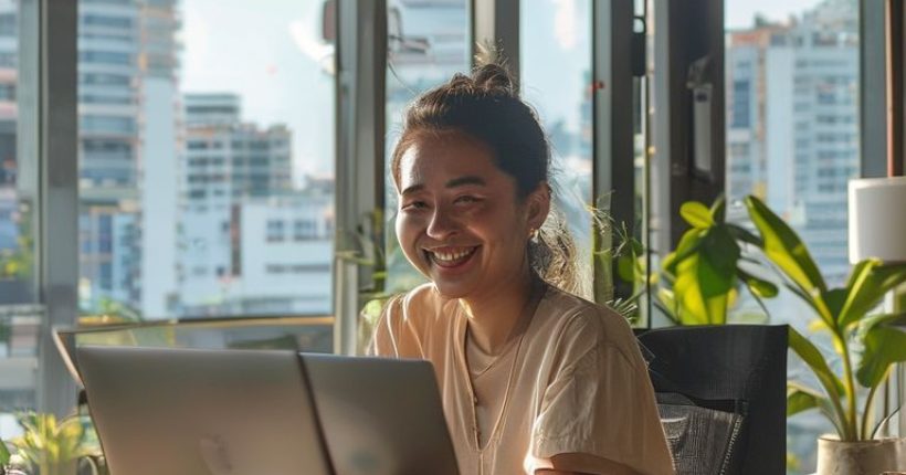 {"prompt":"A person sitting at a desk in Thailand, using a laptop and smiling. The background shows a modern apartment with a view of Bangkok. Focus on conveying the feeling of freedom and financial independence through online work. The image should be bright and inviting.","originalPrompt":"A person sitting at a desk in Thailand, using a laptop and smiling. The background shows a modern apartment with a view of Bangkok. Focus on conveying the feeling of freedom and financial independence through online work. The image should be bright and inviting.","width":1024,"height":1024,"seed":6267,"model":"sana","enhance":false,"nologo":false,"negative_prompt":"undefined","nofeed":false,"safe":false,"quality":"medium","image":[],"transparent":false,"has_nsfw_concept":false,"concept":[],"trackingData":{"actualModel":"sana","usage":{"completionImageTokens":1,"totalTokenCount":1}}}