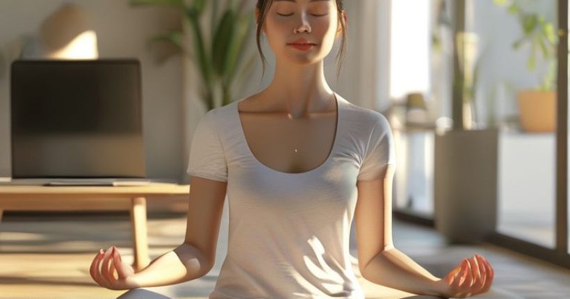 {"prompt":"Photorealistic image of a serene Thai woman in her late 30s, sitting cross-legged on a yoga mat in a brightly lit, modern apartment. She is meditating, eyes closed, with a gentle smile on her face. In the background, a laptop is visible on a table, suggesting a work-from-home environment. The overall scene conveys calmness, peace, and the integration of mindfulness into a busy life.","originalPrompt":"Photorealistic image of a serene Thai woman in her late 30s, sitting cross-legged on a yoga mat in a brightly lit, modern apartment. She is meditating, eyes closed, with a gentle smile on her face. In the background, a laptop is visible on a table, suggesting a work-from-home environment. The overall scene conveys calmness, peace, and the integration of mindfulness into a busy life.","width":1024,"height":1024,"seed":6333,"model":"sana","enhance":false,"nologo":false,"negative_prompt":"undefined","nofeed":false,"safe":false,"quality":"medium","image":[],"transparent":false,"has_nsfw_concept":false,"concept":[],"trackingData":{"actualModel":"sana","usage":{"completionImageTokens":1,"totalTokenCount":1}}}