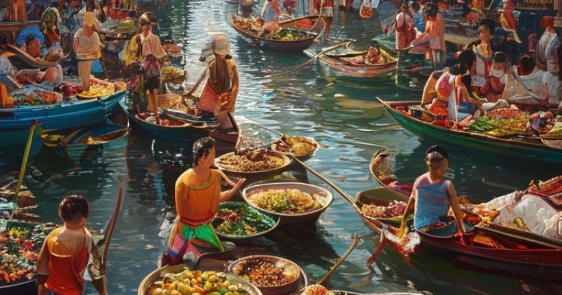 {"prompt":"A bustling Thai floating market with numerous boats selling food and goods. Focus on vibrant colors, detailed depiction of Thai food being prepared on boats, and people interacting with the vendors. Capture the lively atmosphere and cultural richness of the market. Photorealistic and high resolution.","originalPrompt":"A bustling Thai floating market with numerous boats selling food and goods. Focus on vibrant colors, detailed depiction of Thai food being prepared on boats, and people interacting with the vendors. Capture the lively atmosphere and cultural richness of the market. Photorealistic and high resolution.","width":1024,"height":1024,"seed":7893,"model":"sana","enhance":false,"nologo":false,"negative_prompt":"undefined","nofeed":false,"safe":false,"quality":"medium","image":[],"transparent":false,"has_nsfw_concept":false,"concept":[],"trackingData":{"actualModel":"sana","usage":{"completionImageTokens":1,"totalTokenCount":1}}}