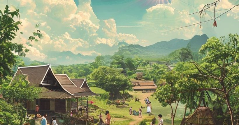 {"prompt":"Photorealistic cover image of a serene Thai landscape with tourists engaging respectfully with local villagers and nature. Include elements like lush greenery, traditional Thai houses, and activities such as planting trees or learning local crafts, all under a bright, sunny sky. The overall atmosphere should be peaceful, harmonious, and representative of sustainable tourism.","originalPrompt":"Photorealistic cover image of a serene Thai landscape with tourists engaging respectfully with local villagers and nature. Include elements like lush greenery, traditional Thai houses, and activities such as planting trees or learning local crafts, all under a bright, sunny sky. The overall atmosphere should be peaceful, harmonious, and representative of sustainable tourism.","width":1024,"height":1024,"seed":10491,"model":"sana","enhance":false,"nologo":false,"negative_prompt":"undefined","nofeed":false,"safe":false,"quality":"medium","image":[],"transparent":false,"has_nsfw_concept":false,"concept":[],"trackingData":{"actualModel":"sana","usage":{"completionImageTokens":1,"totalTokenCount":1}}}