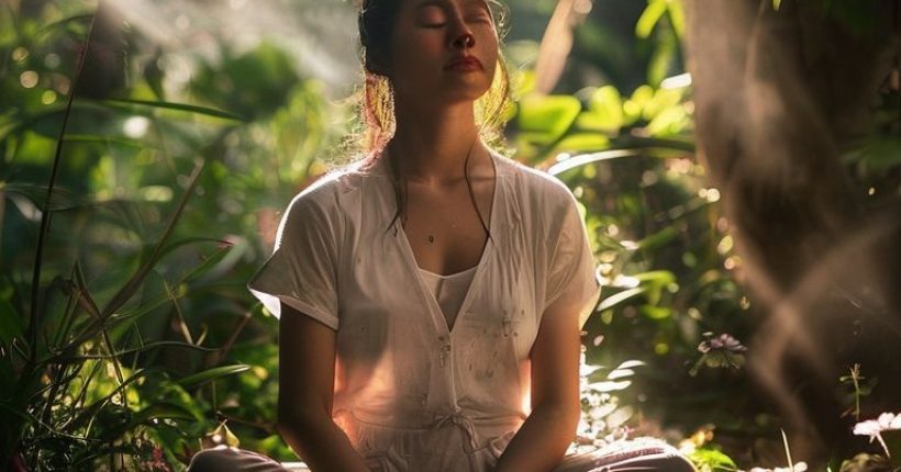 {"prompt":"A Thai woman sitting calmly in a peaceful garden, meditating. Sunlight filters through the trees, creating a sense of serenity and strength. She is surrounded by lush greenery and blooming flowers. The image should convey a feeling of emotional resilience and inner peace.","originalPrompt":"A Thai woman sitting calmly in a peaceful garden, meditating. Sunlight filters through the trees, creating a sense of serenity and strength. She is surrounded by lush greenery and blooming flowers. The image should convey a feeling of emotional resilience and inner peace.","width":1024,"height":1024,"seed":11963,"model":"sana","enhance":false,"nologo":false,"negative_prompt":"undefined","nofeed":false,"safe":false,"quality":"medium","image":[],"transparent":false,"has_nsfw_concept":false,"concept":[],"trackingData":{"actualModel":"sana","usage":{"completionImageTokens":1,"totalTokenCount":1}}}