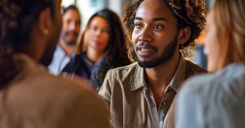 {"prompt":"A photorealistic image of a diverse group of people interacting positively and empathetically in a modern office setting. Soft, warm lighting. Focus on facial expressions conveying understanding and collaboration. One person is actively listening to another with a supportive expression. Background is slightly blurred to keep focus on the people.","originalPrompt":"A photorealistic image of a diverse group of people interacting positively and empathetically in a modern office setting. Soft, warm lighting. Focus on facial expressions conveying understanding and collaboration. One person is actively listening to another with a supportive expression. Background is slightly blurred to keep focus on the people.","width":1024,"height":1024,"seed":15583,"model":"sana","enhance":false,"nologo":false,"negative_prompt":"undefined","nofeed":false,"safe":false,"quality":"medium","image":[],"transparent":false,"has_nsfw_concept":false,"concept":[],"trackingData":{"actualModel":"sana","usage":{"completionImageTokens":1,"totalTokenCount":1}}}