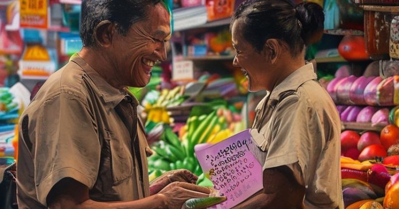 {"prompt":"Photorealistic image of a smiling person, likely of Western appearance, interacting warmly with a Thai vendor at a bustling Thai market, with colorful fruits, vegetables, and Thai script in the background and foreground. The person is holding a Thai phrasebook. The overall scene should convey the joy and connection of learning the Thai language","originalPrompt":"Photorealistic image of a smiling person, likely of Western appearance, interacting warmly with a Thai vendor at a bustling Thai market, with colorful fruits, vegetables, and Thai script in the background and foreground. The person is holding a Thai phrasebook. The overall scene should convey the joy and connection of learning the Thai language","width":1024,"height":1024,"seed":16379,"model":"sana","enhance":false,"nologo":false,"negative_prompt":"undefined","nofeed":false,"safe":false,"quality":"medium","image":[],"transparent":false,"has_nsfw_concept":false,"concept":[],"trackingData":{"actualModel":"sana","usage":{"completionImageTokens":1,"totalTokenCount":1}}}