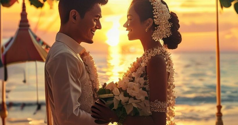 {"prompt":"A photorealistic image depicting a happy couple exchanging vows on a beautiful Thai beach during sunset. The image should convey romance, serenity, and the exotic charm of a Thai wedding. The couple should be diverse, representing a foreign groom and a Thai bride. In the background, there should be traditional Thai decorations and elements, such as flower garlands and traditional Thai umbrellas.","originalPrompt":"A photorealistic image depicting a happy couple exchanging vows on a beautiful Thai beach during sunset. The image should convey romance, serenity, and the exotic charm of a Thai wedding. The couple should be diverse, representing a foreign groom and a Thai bride. In the background, there should be traditional Thai decorations and elements, such as flower garlands and traditional Thai umbrellas.","width":1024,"height":1024,"seed":1452,"model":"sana","enhance":false,"nologo":false,"negative_prompt":"undefined","nofeed":false,"safe":false,"quality":"medium","image":[],"transparent":false,"has_nsfw_concept":false,"concept":[],"trackingData":{"actualModel":"sana","usage":{"completionImageTokens":1,"totalTokenCount":1}}}