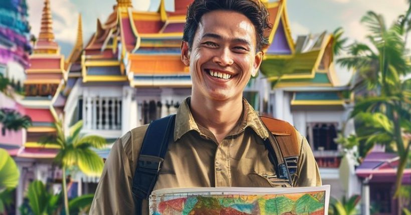 {"prompt":"Photorealistic image of a traveler smiling confidently while standing in front of a vibrant Thai temple, holding a map and a phone. The background features a mix of modern cityscapes and traditional Thai architecture. The overall tone should be positive and inviting, suggesting a safe and enjoyable travel experience.","originalPrompt":"Photorealistic image of a traveler smiling confidently while standing in front of a vibrant Thai temple, holding a map and a phone. The background features a mix of modern cityscapes and traditional Thai architecture. The overall tone should be positive and inviting, suggesting a safe and enjoyable travel experience.","width":1024,"height":1024,"seed":1515,"model":"sana","enhance":false,"nologo":false,"negative_prompt":"undefined","nofeed":false,"safe":false,"quality":"medium","image":[],"transparent":false,"has_nsfw_concept":false,"concept":[],"trackingData":{"actualModel":"sana","usage":{"completionImageTokens":1,"totalTokenCount":1}}}