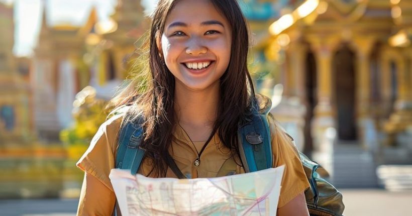 {"prompt":"Photorealistic image of a smiling Thai woman backpacker standing in front of the Grand Palace in Bangkok, holding a paper map and a reusable water bottle. The image should convey budget-friendly travel and cultural immersion. The background should be slightly blurred to emphasize the woman. Bright sunny day.","originalPrompt":"Photorealistic image of a smiling Thai woman backpacker standing in front of the Grand Palace in Bangkok, holding a paper map and a reusable water bottle. The image should convey budget-friendly travel and cultural immersion. The background should be slightly blurred to emphasize the woman. Bright sunny day.","width":1024,"height":1024,"seed":1554,"model":"sana","enhance":false,"nologo":false,"negative_prompt":"undefined","nofeed":false,"safe":false,"quality":"medium","image":[],"transparent":false,"has_nsfw_concept":false,"concept":[],"trackingData":{"actualModel":"sana","usage":{"completionImageTokens":1,"totalTokenCount":1}}}
