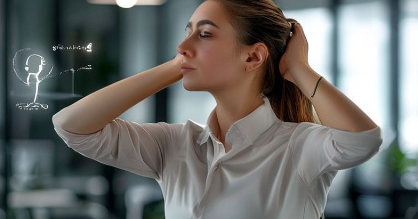 {"prompt":"Photorealistic image of a young professional woman stretching her neck and shoulders at her desk in a modern office. The background should be blurred to focus on the woman and her posture. Consider including a subtle infographic element showing correct ergonomic posture.","originalPrompt":"Photorealistic image of a young professional woman stretching her neck and shoulders at her desk in a modern office. The background should be blurred to focus on the woman and her posture. Consider including a subtle infographic element showing correct ergonomic posture.","width":1024,"height":1024,"seed":20727,"model":"sana","enhance":false,"nologo":false,"negative_prompt":"undefined","nofeed":false,"safe":false,"quality":"medium","image":[],"transparent":false,"has_nsfw_concept":false,"concept":[],"trackingData":{"actualModel":"sana","usage":{"completionImageTokens":1,"totalTokenCount":1}}}