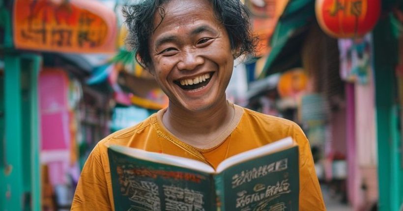 {"prompt":"Photorealistic image of a smiling person holding a Thai language textbook in front of a vibrant Bangkok street scene. Focus on conveying the joy of learning and the immersion in Thai culture. Include Thai script subtly in the background.","originalPrompt":"Photorealistic image of a smiling person holding a Thai language textbook in front of a vibrant Bangkok street scene. Focus on conveying the joy of learning and the immersion in Thai culture. Include Thai script subtly in the background.","width":1024,"height":1024,"seed":18766,"model":"sana","enhance":false,"nologo":false,"negative_prompt":"undefined","nofeed":false,"safe":false,"quality":"medium","image":[],"transparent":false,"has_nsfw_concept":false,"concept":[],"trackingData":{"actualModel":"sana","usage":{"completionImageTokens":1,"totalTokenCount":1}}}